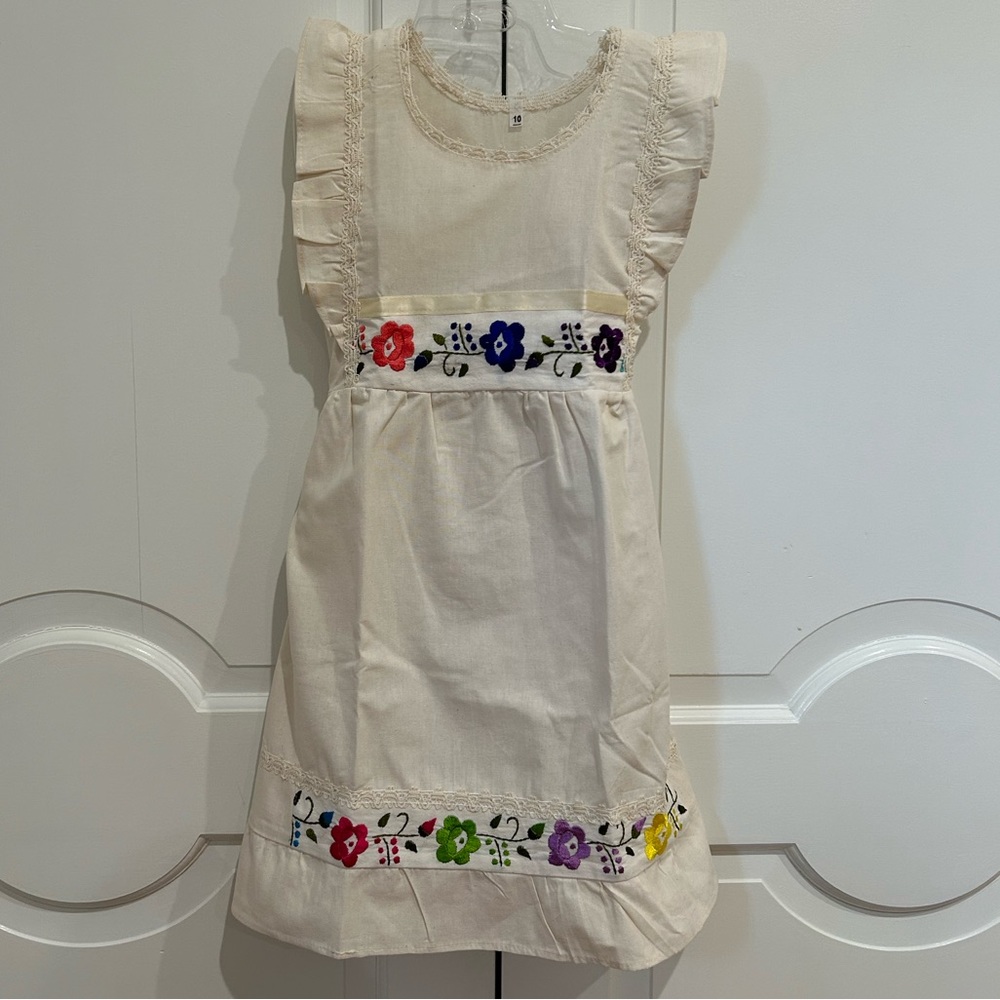 Mexican Girls Dress With Hand Embroidered.